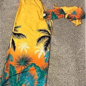 Tropical Yellow and Orange Two-Piece Set